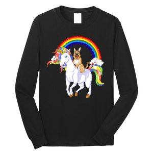 German Shepherd Riding Unicorn Long Sleeve Shirt