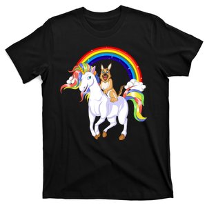 German Shepherd Riding Unicorn T-Shirt