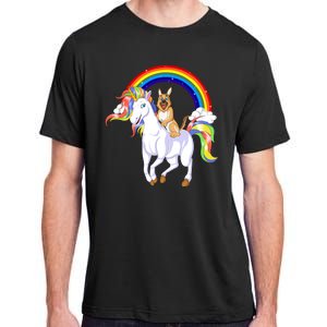 German Shepherd Riding Unicorn Adult ChromaSoft Performance T-Shirt