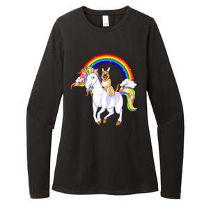 German Shepherd Riding Unicorn Womens CVC Long Sleeve Shirt