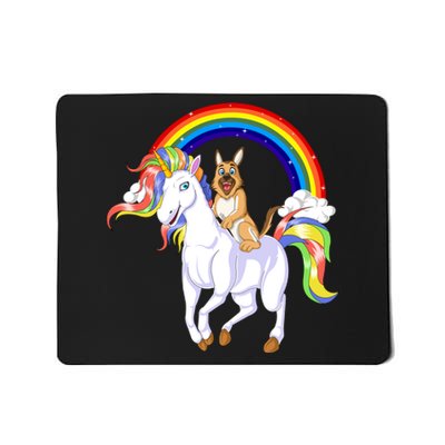 German Shepherd Riding Unicorn Mousepad