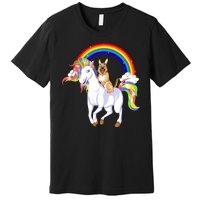 German Shepherd Riding Unicorn Premium T-Shirt