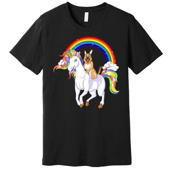 German Shepherd Riding Unicorn Premium T-Shirt