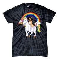 German Shepherd Riding Unicorn Tie-Dye T-Shirt