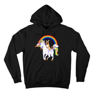 German Shepherd Riding Unicorn Tall Hoodie