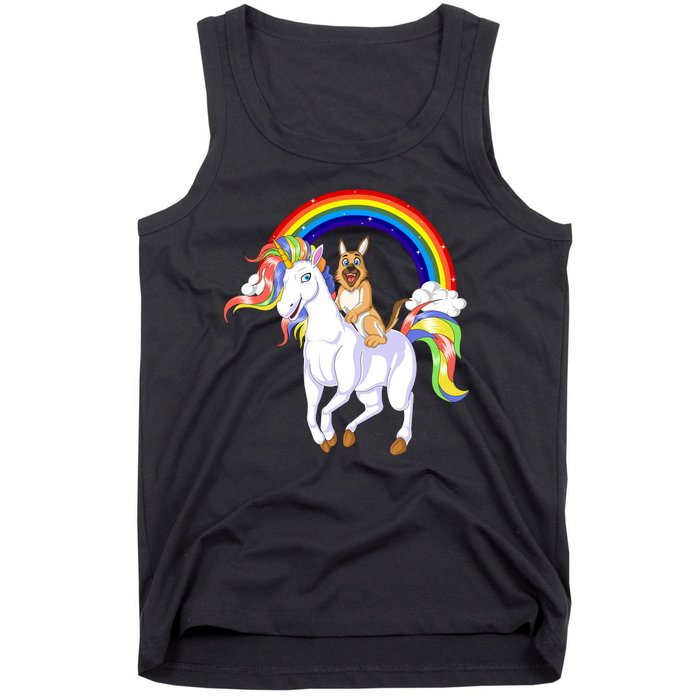 German Shepherd Riding Unicorn Tank Top