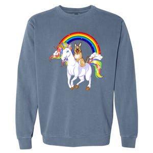 German Shepherd Riding Unicorn Garment-Dyed Sweatshirt