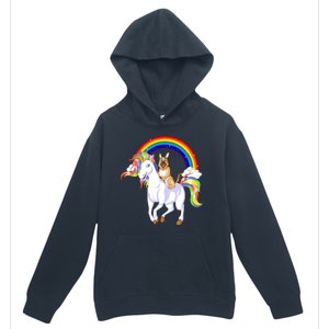 German Shepherd Riding Unicorn Urban Pullover Hoodie