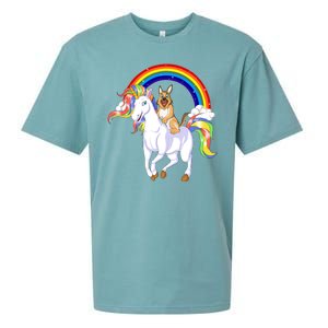 German Shepherd Riding Unicorn Sueded Cloud Jersey T-Shirt