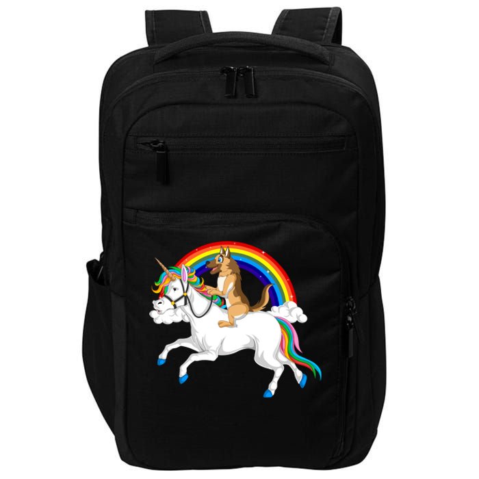 German Shepherd Riding Unicorn Impact Tech Backpack