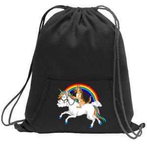 German Shepherd Riding Unicorn Sweatshirt Cinch Pack Bag