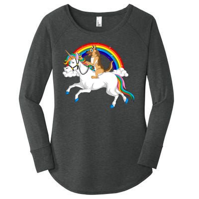 German Shepherd Riding Unicorn Women's Perfect Tri Tunic Long Sleeve Shirt