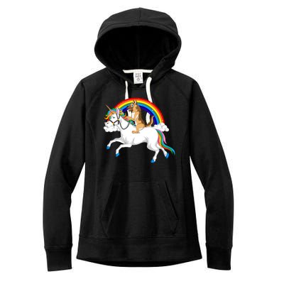 German Shepherd Riding Unicorn Women's Fleece Hoodie