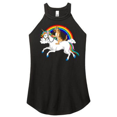 German Shepherd Riding Unicorn Women’s Perfect Tri Rocker Tank