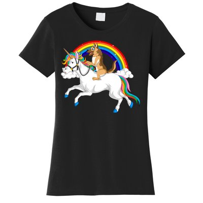 German Shepherd Riding Unicorn Women's T-Shirt