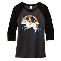 German Shepherd Riding Unicorn Women's Tri-Blend 3/4-Sleeve Raglan Shirt