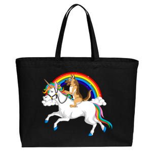 German Shepherd Riding Unicorn Cotton Canvas Jumbo Tote