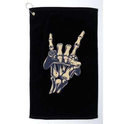 Gamer Skeleton Rock Concert Hand Funny Gift Platinum Collection Golf Towel