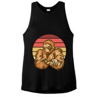 Grumpy Sloth Retro Sunset Ladies PosiCharge Tri-Blend Wicking Tank