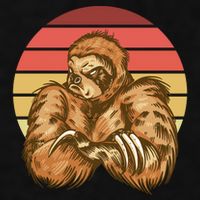 Grumpy Sloth Retro Sunset Ladies PosiCharge Tri-Blend Wicking Tank