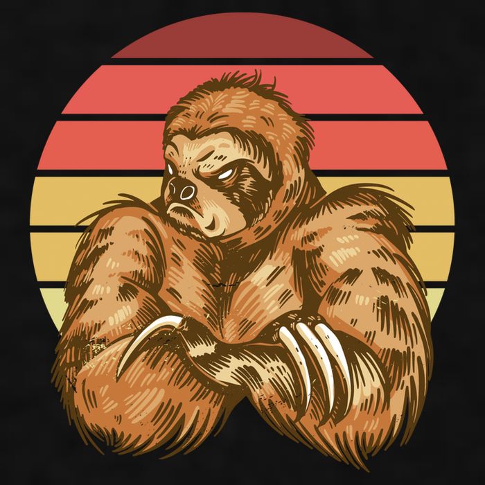 Grumpy Sloth Retro Sunset Ladies PosiCharge Tri-Blend Wicking Tank