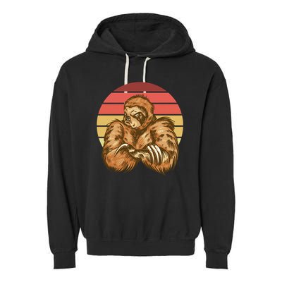 Grumpy Sloth Retro Sunset Garment-Dyed Fleece Hoodie