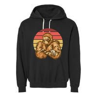 Grumpy Sloth Retro Sunset Garment-Dyed Fleece Hoodie