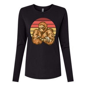 Grumpy Sloth Retro Sunset Womens Cotton Relaxed Long Sleeve T-Shirt