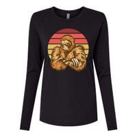 Grumpy Sloth Retro Sunset Womens Cotton Relaxed Long Sleeve T-Shirt