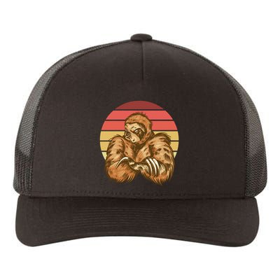 Grumpy Sloth Retro Sunset Yupoong Adult 5-Panel Trucker Hat