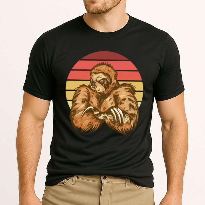Grumpy Sloth Retro Sunset Performance Shirt
