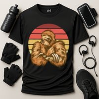 Grumpy Sloth Retro Sunset Performance Shirt