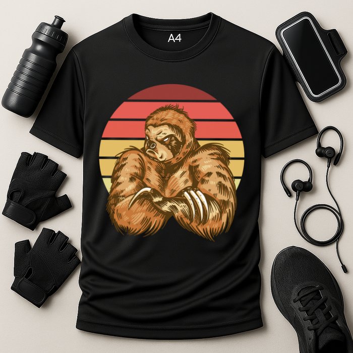 Grumpy Sloth Retro Sunset Performance Shirt