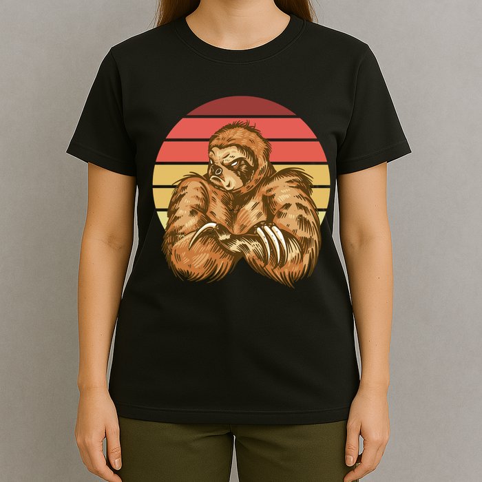 Grumpy Sloth Retro Sunset T-Shirt