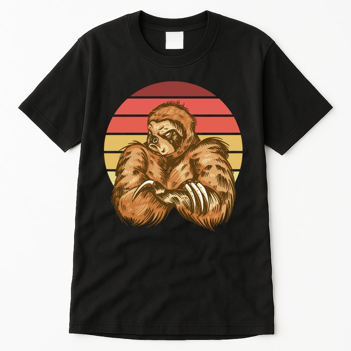 Grumpy Sloth Retro Sunset Tall T-Shirt
