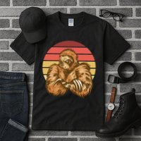 Grumpy Sloth Retro Sunset Tall T-Shirt