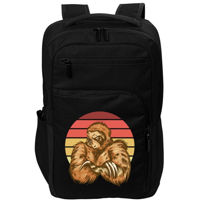 Grumpy Sloth Retro Sunset Impact Tech Backpack