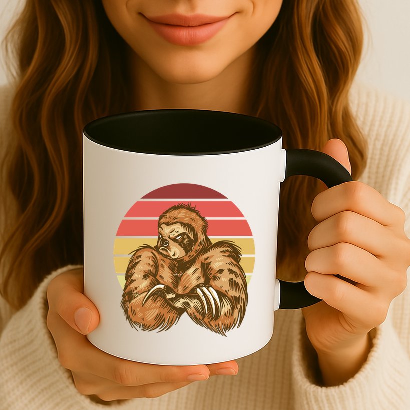 Grumpy Sloth Retro Sunset Mug