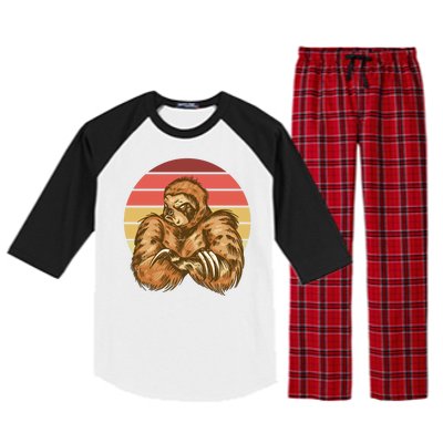 Grumpy Sloth Retro Sunset Raglan Sleeve Pajama Set