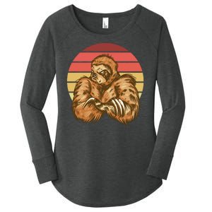 Grumpy Sloth Retro Sunset Women's Perfect Tri Tunic Long Sleeve Shirt