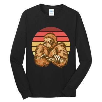 Grumpy Sloth Retro Sunset Tall Long Sleeve T-Shirt