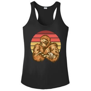 Grumpy Sloth Retro Sunset Ladies PosiCharge Competitor Racerback Tank