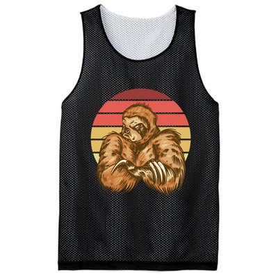 Grumpy Sloth Retro Sunset Mesh Reversible Basketball Jersey Tank