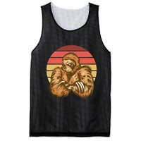 Grumpy Sloth Retro Sunset Mesh Reversible Basketball Jersey Tank