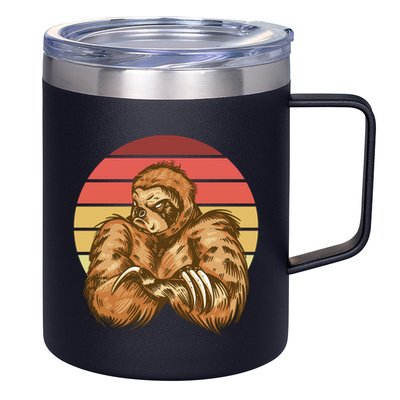 Grumpy Sloth Retro Sunset 12oz Stainless Steel Coffee Mug
