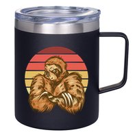 Grumpy Sloth Retro Sunset 12oz Stainless Steel Coffee Mug