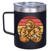 Grumpy Sloth Retro Sunset 12oz Stainless Steel Coffee Mug