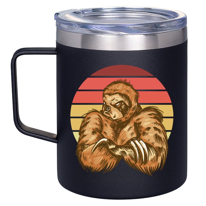 Grumpy Sloth Retro Sunset 12oz Stainless Steel Coffee Mug
