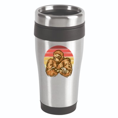 Grumpy Sloth Retro Sunset 16oz Travel Tumbler