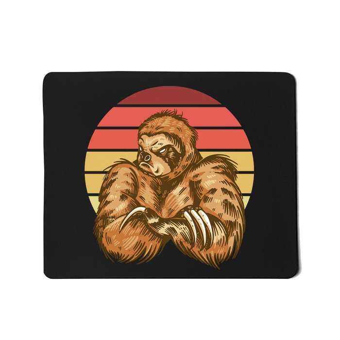 Grumpy Sloth Retro Sunset Mousepad